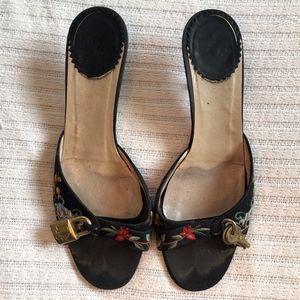 Dior Shoes | Embroidery 2” Sandal | Size 36.5